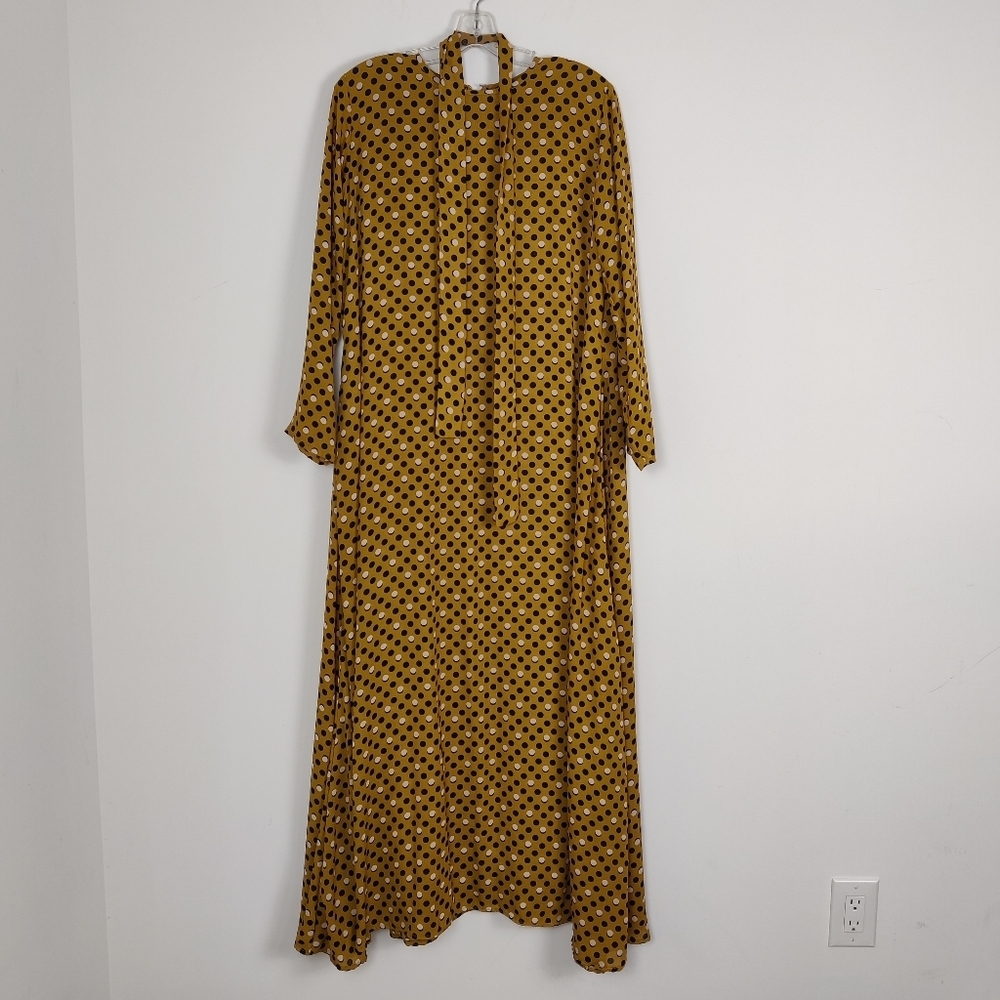Women's Maxi Dress One Size Polka Dot Golden Yellow Black & White Polka Dot Belt